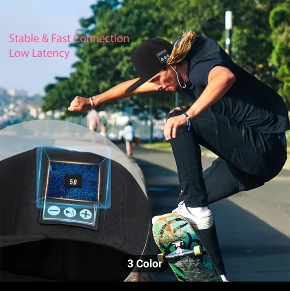 Navy blue Wireless smart speaker headphones baseball cap NIP (Real Loud) - Picture 7 of 8